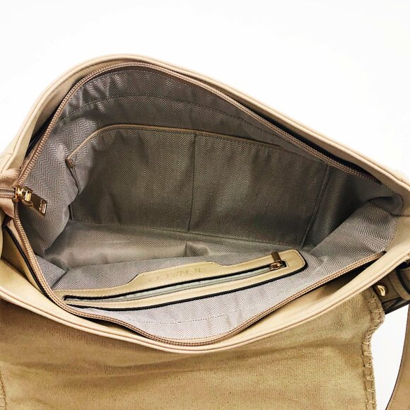 Jen & Co Jess Vegan Stitched Shoulder Bag Faux Suede Tan 15x11x3.5 inches - Picture 7 of 10